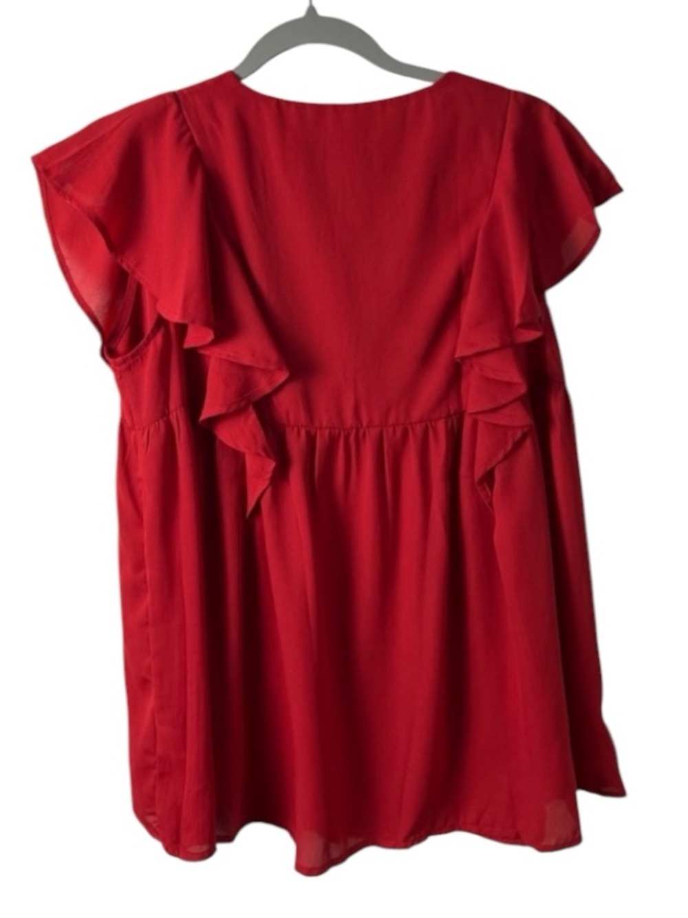 DAVI & DANI Red Ruffle Button-Front Blouse - Picture 3 of 8
